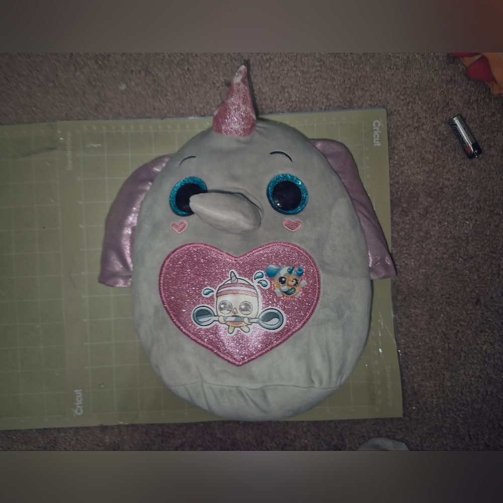 Source Unknown Plush Elephant Doll with Pink and Gray Accents